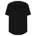 thumbnail image 4 of Kovlvoll Womens Tops V-Neck Short Sleeve Solid Color Loose Casual T-Shirt Summer Oversized Hooded Top, 4 of 5