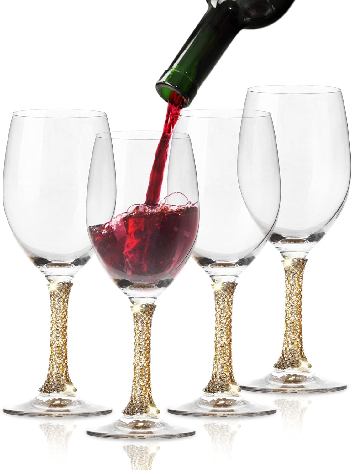 Crystal Wine Glasses Set Set Of 2 Premium Rhinestone Wine Glasses - 12 Oz Crystal  Long Stem Glasses With Sparkling Silver Stem Equilibrium Wine Glass