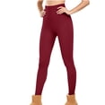 thumbnail image 5 of Womens Thermal Warm Leggings Stretchy Casual Slim Fitting Tights Pants with Pockets Workout Yoga Pants Wine XXL, 5 of 8