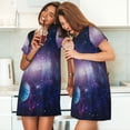 thumbnail image 4 of Sikiie Planets Stars And Galaxies1 Print Women's Short-sleeved Nightdress, Round Neck Pullover Nightdress Pajamas Summer Home Wear, 4 of 6