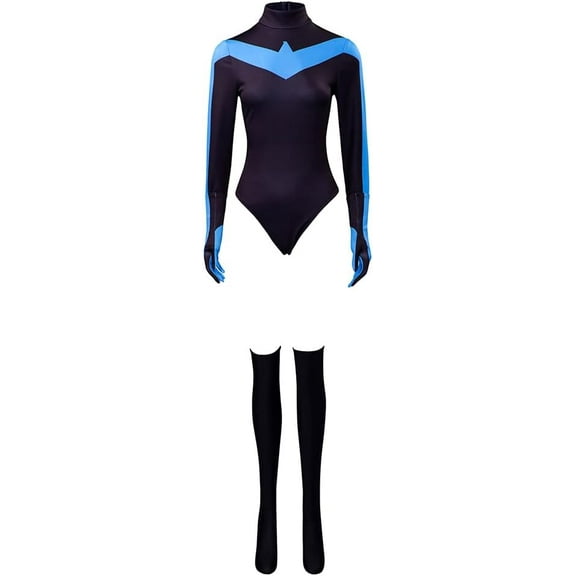 Black & Blue Bodysuit Jumpsuit Halloween Cloth for Women