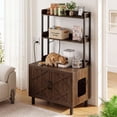 thumbnail image 2 of ROGALIS 55'' Cat Litter Box Enclosure with 2 Shelves and Charging Sockets, Wooden Cat House Hidden Litter Box Furniture, Large Indoor Cabinet for Livingroom and Entryway, Brown, 2 of 7