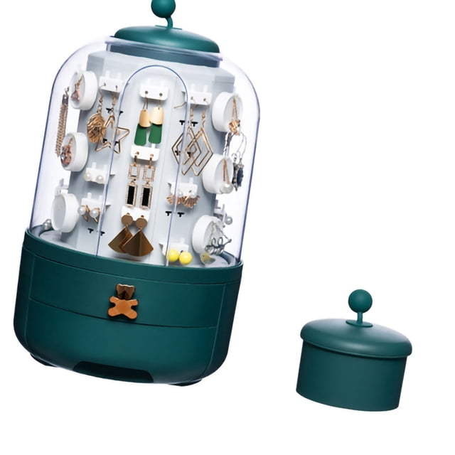 Display Jewelry Box Dustproof Earring Holder Stand Necklace Display Box Large Capacity Earrings Display Box Jewelry Storage Box Table Dustproof Classification Large Capacity ANGGREK Edición estándar verde