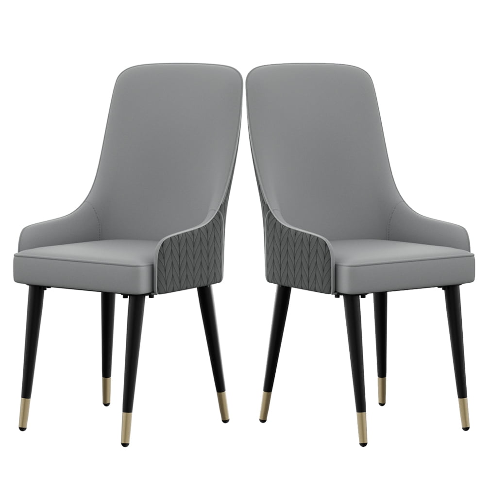 Wisfor Set of 2 Microfiber Leather Dining Chairs Soft Upholstered Kitchen Chairs Seat,Grey Colour