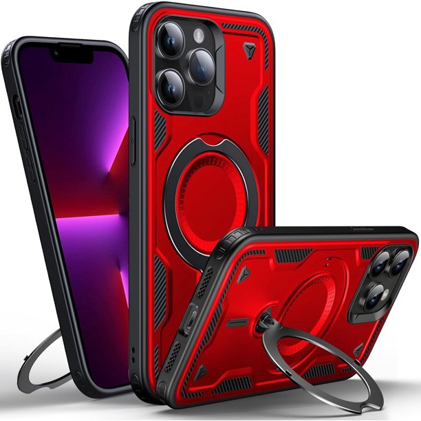 Diseñado para Funda Magnética para iPhone 13 Pro Max, Compatible con Magsafe, Resistente a Caídas de 10 pies, Resistente, con Soporte de Anillo Giratorio 360, Funda Protectora a Prueba de Golpes