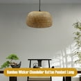 thumbnail image 2 of Natural Bamboo Wicker Pendant Lights, Hand-Woven, Hollow Lampshade, E27 Screw Cap, High-Temperature Resistant, Warm Soft Light for Living Room or Dining Room, 2 of 6