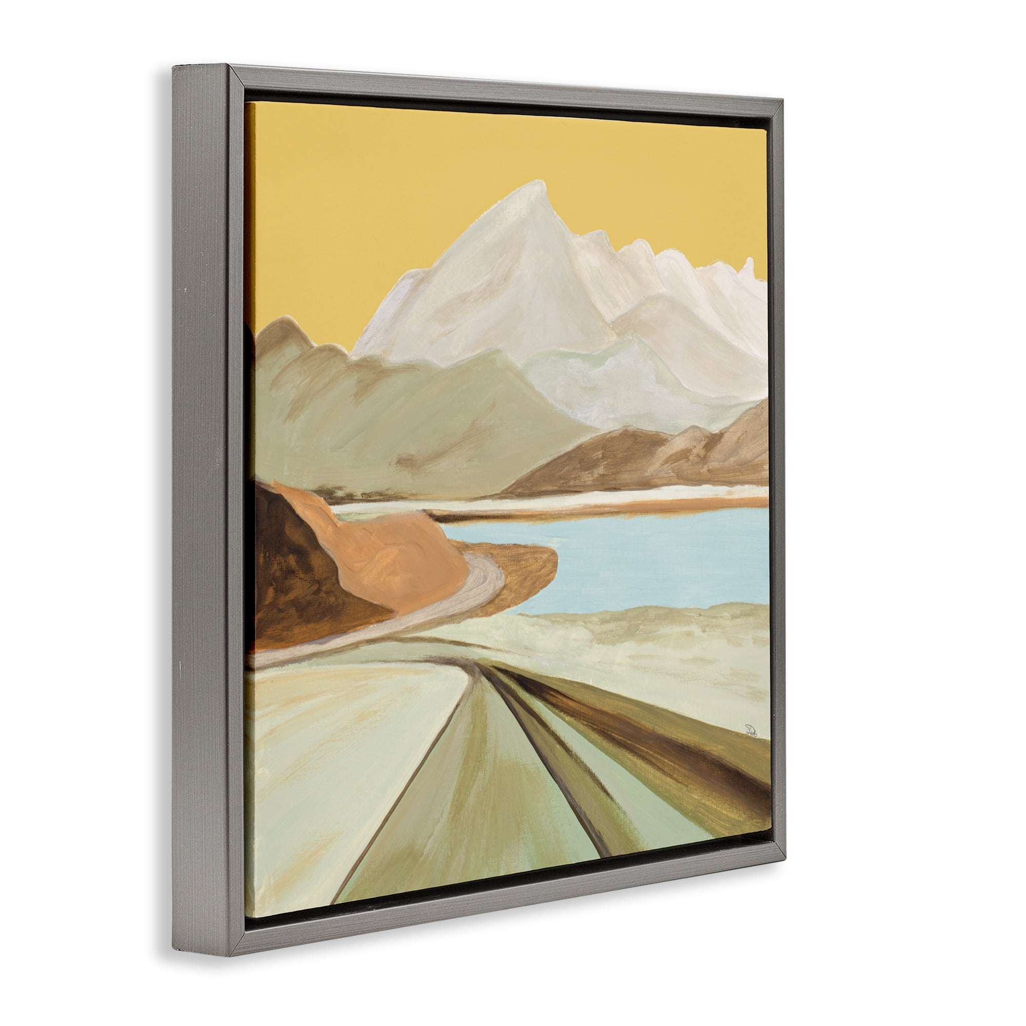 Stupell Industries Retorno Mountain Sunrise Gray Framed Floater Canvas Wall Art, design by Patricia Pinto
