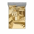 thumbnail image 2 of Ambesonne Landscape Fitted Sheet & Pillow Sham Set, Old Cultural Heritage, Twin, Cream, 2 of 3