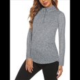 thumbnail image 1 of Sudadera Deportiva de Larga con Cremallera de 1/4 y Protección Solar UPF 50+ para Mujer, de Secado Rápido, para Hacer Ejercicio y Senderismo. Gris S, 1 of 8