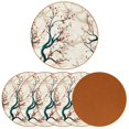 thumbnail image 2 of Tree Set of 6 Round Microfiber Leather Coasters, 11x11 cm/4.3x4.3 in Drink Coasters for Home and Office, Heat, Stylish Table Mats, 2 of 6