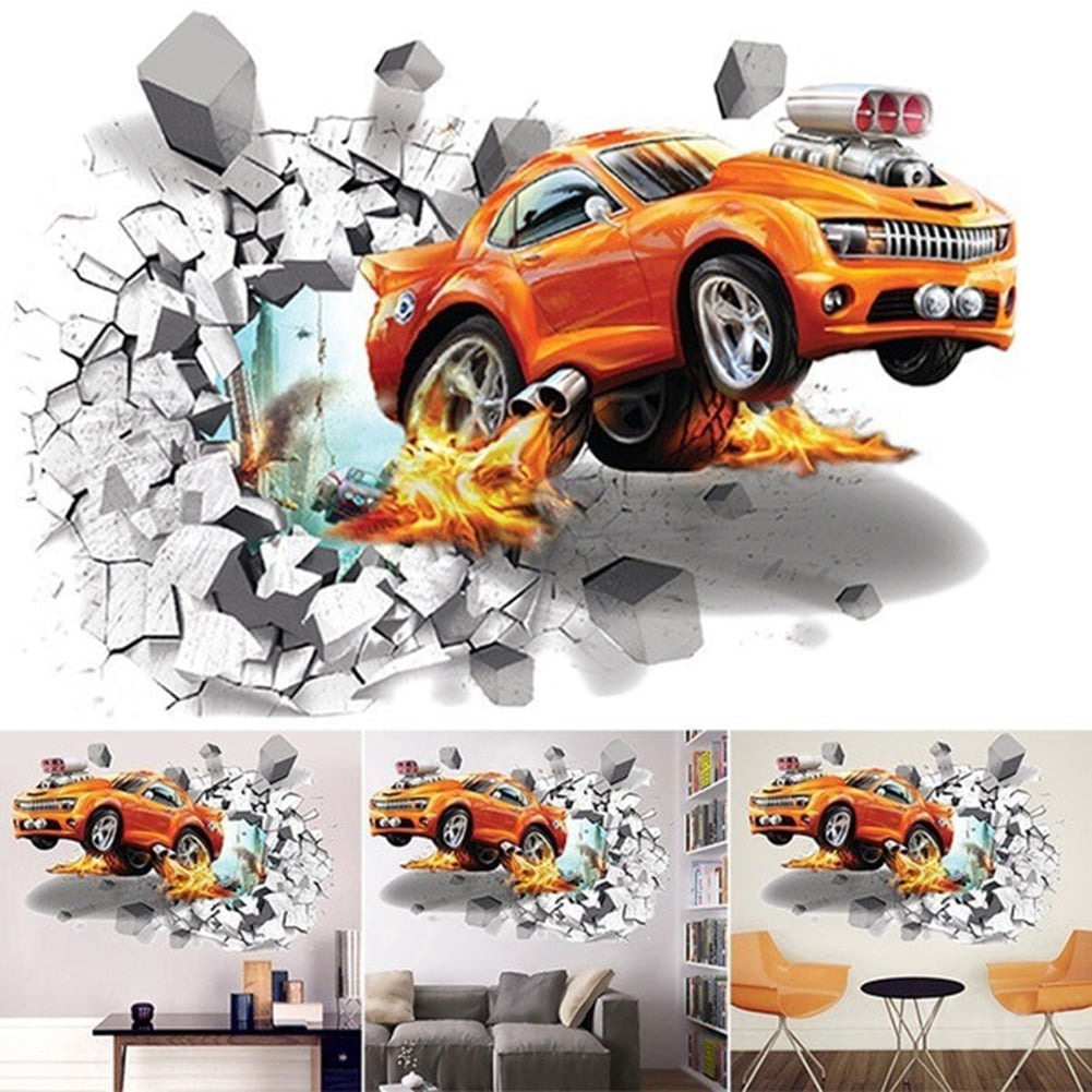 Cheers 3D Cartoon Cars Accident Pattern Wall Stickers Kids Room Decals  Window Decor | Walmart Canada