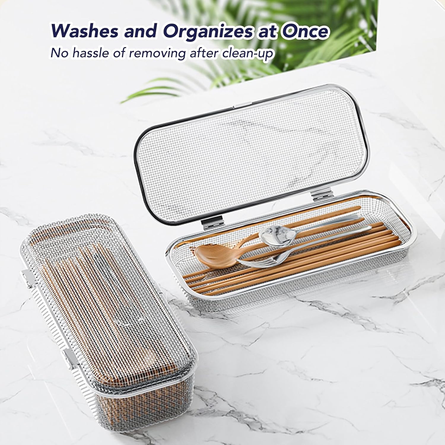 ABPETE Dishwasher Basket, 18/8 Food-Grade Stainless Steel Dishwasher Basket for Small Item, Bottle Accessories, Scoops, Forks, Chopsticks Cleaning, Middle