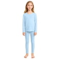 thumbnail image 2 of CPNG Children's Boys Girls Thermal Underwear Autumn Winter Base Layer Round Neck Heated Autumn Clothes and Long Trousers Set(Sky Blue,7-8 Years), 2 of 5