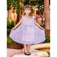 thumbnail image 5 of Oudiya Girls Summer Purple Dress Flared Sleeve Swiss Dots Party Pleated Dress for Kids 4-12Y, 5 of 8