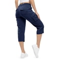 thumbnail image 3 of VBVC Women's Cargo Capri Pants with Pockets , Casual Summer Drawstring Knee Length Shorts , Ladies' Lightweight Outdoor Hiking Trousers for Women, Blue , S-3XL, 3 of 7