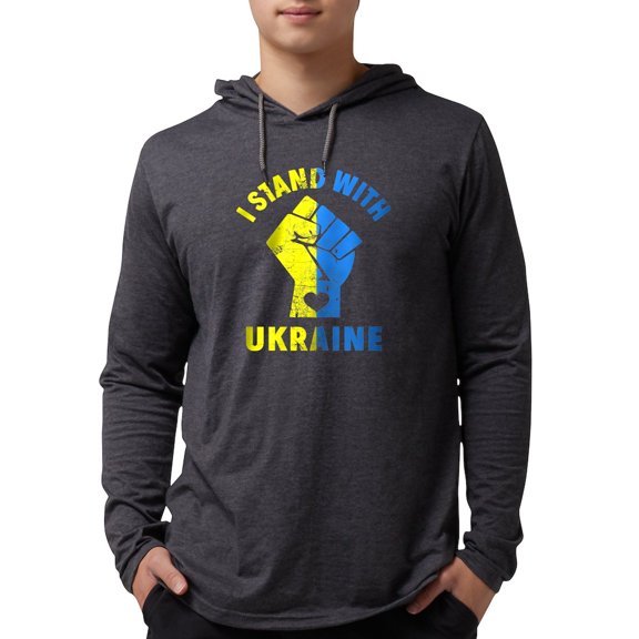 CafePress - I Stand With Ukraine Pride Ukr Long Sleeve T Shirt - Mens Hooded Shirt