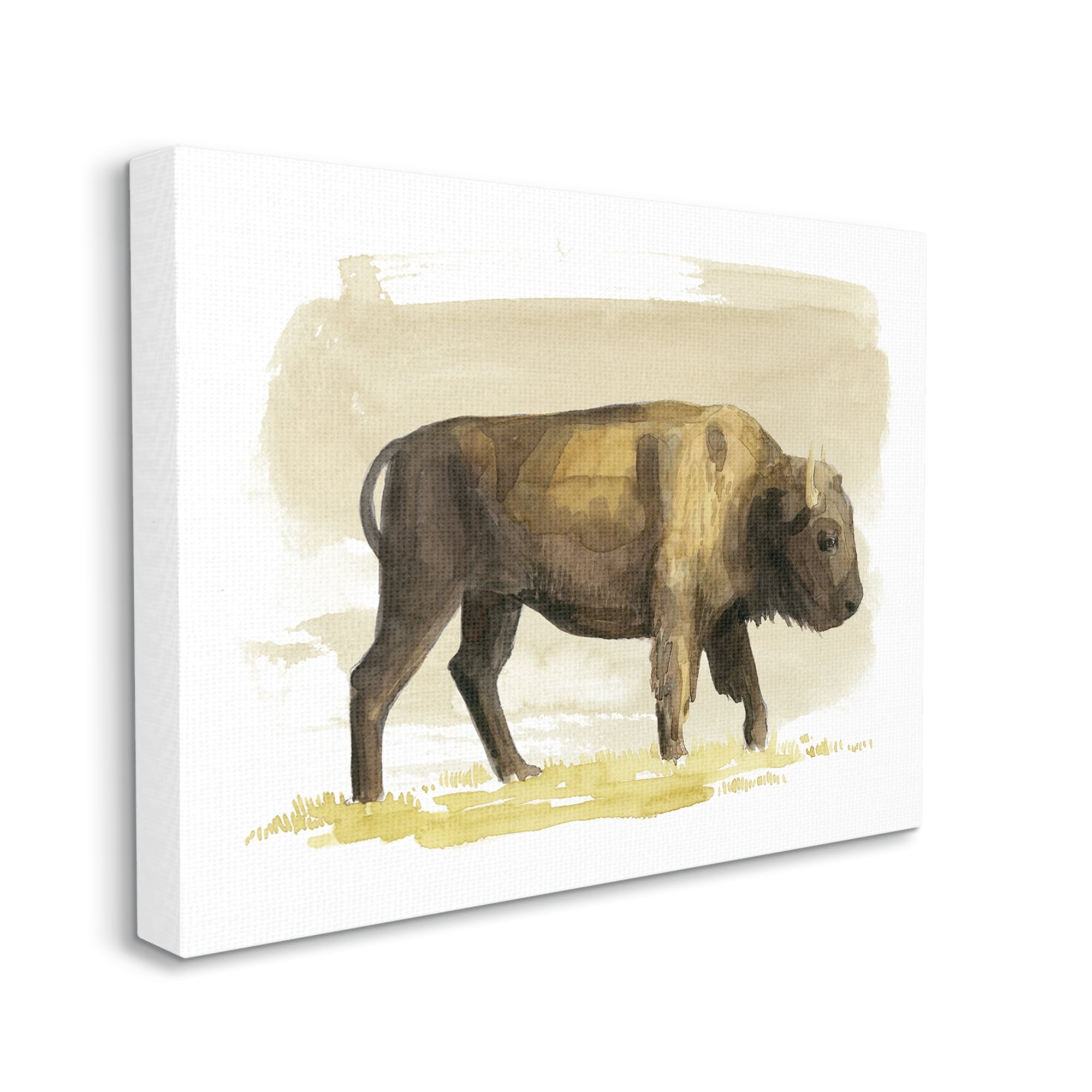 Stupell Country Bison Grazing Wildlife Animals & Insects Painting Gallery Wrapped Canvas Print Wall Art