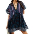 thumbnail image 2 of SUNSIOM Femmes Boho Mini Robe d'Été Floral Manches Courtes V Cou Fluide Décontracté Robes de Plage avec Poches, 2 of 7