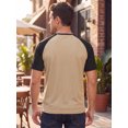 thumbnail image 3 of INSPIRE CHIC Men's Henley T-Shirt Color Block Raglan Sleeves Casual Tee M Khaki, 3 of 5