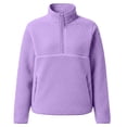 thumbnail image 4 of Caywon Cozy Women's Half Zip Fleece Sweatshirt with Stand Collar and Kangaroo Pocket, Loose Fit Long Sleeve Pullover for Fall and Winter, 4 of 7