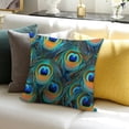 thumbnail image 3 of PRATYUS Peacock Feathers Throw Pillow Cover Farmhouse Decor 18x18 24x24in, 3 of 5