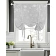 thumbnail image 5 of Grey Christmas Snowflake Tie Up Curtains for Window, Thermal Insulated Balloon Shade Adjustable Rod Pocket Curtains Valance Panels for Kitchen Bathroom Cafe 42 x 63 Winter Snowflake Xmas, 5 of 6