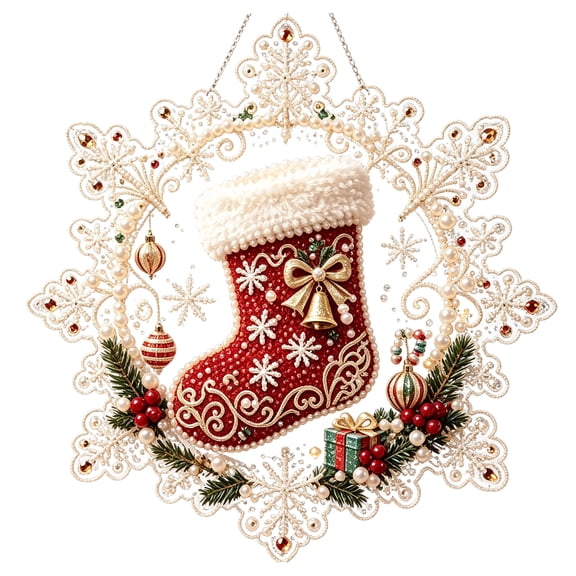 Christmas Diy 3D Pearl Diamond Painting Kit For Adults Diamond Art Diy Suncatcher Kit Special Shape Acrylic With Lace Edge Window Pendant Christmas Diy Crystal For Home Wall Decor(8In)