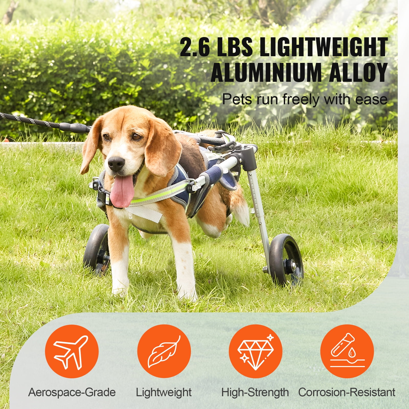 KFFKFF Pet Mobility Cart for Rear Legs, Lightweight & Customizable Support for Rehabilitation, Suitable for Pets with Injuries, Disabilities, or Weakness in Hind Legs (XS)