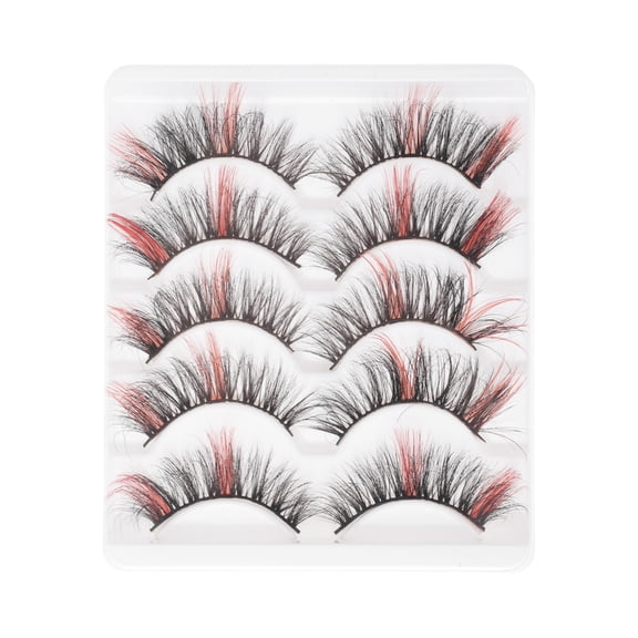 Unique Bargains 5 Pair 3D Mix Color False Eyelashes for Makeup Red