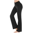 thumbnail image 3 of BOOMILK Yoga Pants for Women Plus Size Solid Color Loose Flare Leg High Waisted Casual Girls Yoga Trousers Black, 3 of 5