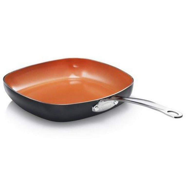 Gotham Steel Non Stick Frying Pan Nonstick 9.5 inch Square Ceramic Pan for Cooking, Ultra Nonstick Frying Pan with 20% More Cooking Surface, Skillet