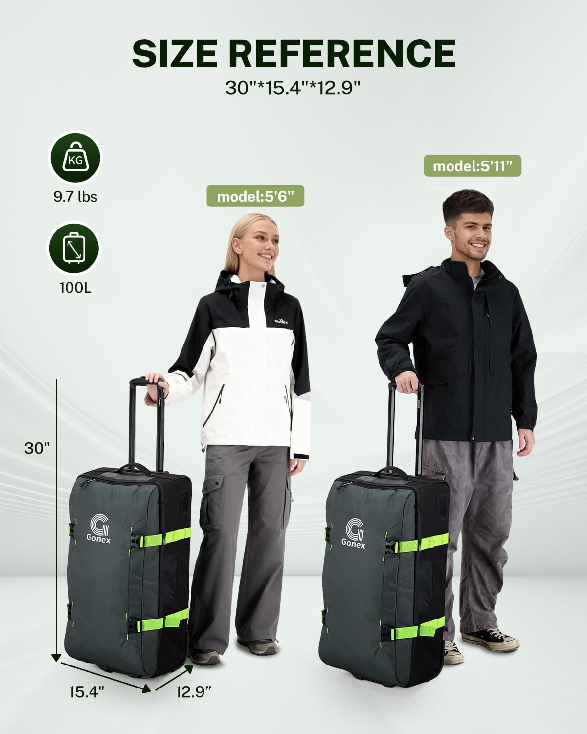 Gonex 30-Inch Large Rolling Duffel Bag with Wheels, Water Repellent Lightweight Wheeled Travel Duffle Luggage with TSA Lock & Telescopic Handle