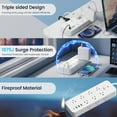 thumbnail image 7 of Power Strip Surge Protector, Meromore Flat Plug Extension Cord 10FT with 13 Outlets 4 USB Charger, 1875J Protection Multiple Outlets Charging Station for Home, Office, College Dorm Room White, 7 of 7
