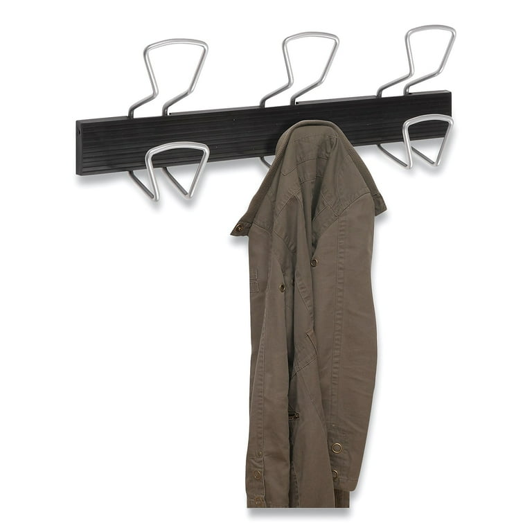 Wall-Mount Coat Hooks, 18.11 x 2.95 x 6.45, Metal, Silver, 22 lb Capacity Wall-Mount Coat Hooks, 18.11 x 2.95 x 6.45, Metal, Silver, 22 lb Capacity