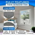thumbnail image 3 of Comfort Zone Smart Wi-Fi Reversible Twin Window Fan with Removable Cover and Bug Screen, 9 inch, 3-Speed, Expandable, Timer, 3 of 7
