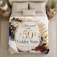 thumbnail image 5 of Blessed 50Th Golden Years Wedding, Cozy Botanical Garden Scene, Warm Flannel Blanket for Sunroom and Reading Nook, Garden Lovers Encouragement Gift, Artistic Home Decor, 5 of 9