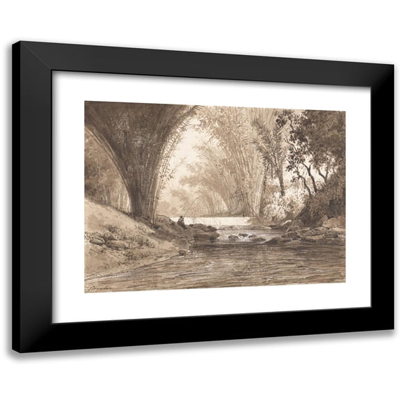 Michel Jean Cazabon 14x11 Black Modern Framed Museum Art Print Titled - Digue Mararal