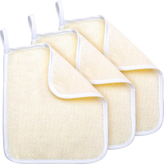 Exfoliating Face and Body Wash Cloths Soft Weave Exfoliating Scrub Cloth Massage Bath Cloth for Women and Man (3 Pack)