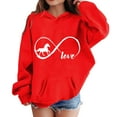 thumbnail image 4 of Tween Girls Hoodies Sweatshirts Winter Warm Pullover With Pocket Cute Horse Print Long Sleeve Hooded Sweatshirt Kids Clothing Red Size 10-11T, 4 of 4