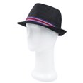 thumbnail image 2 of Premium Jeans Fabric Striped Band Fedora Hat, 2 of 4