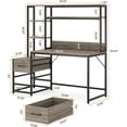 thumbnail image 2 of Tribesigns 55 Inch Computer Desk with 2 Drawers and Storage Shelves, Rustic Office Desk with Hutch, Study Writing Gaming Table Laptop Workstation for Home Office(Grey), 2 of 6