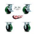 thumbnail image 2 of 5 Inch Green Poly on Cast Iron Caster Set with 2 Brakes/Swivel Lock 2 Rigid SCC, 2 of 2