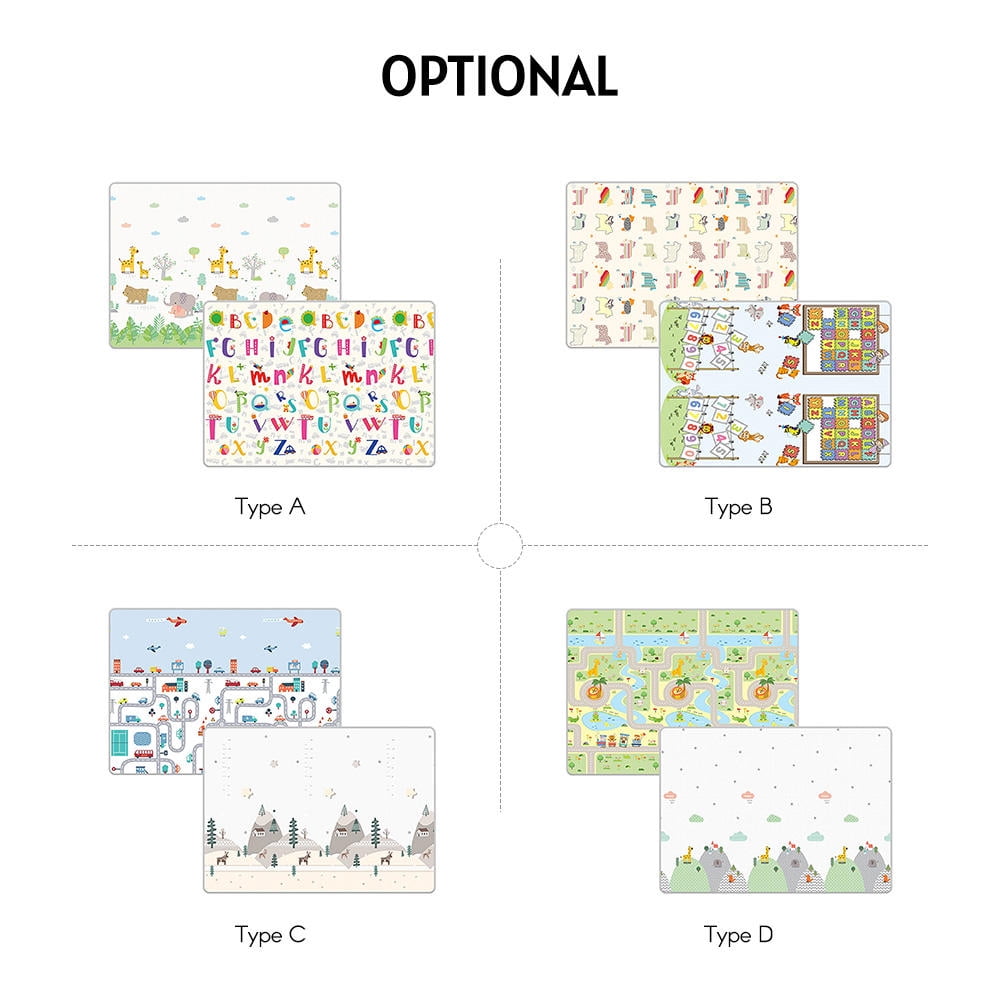 LAZIOEGR Baby Play & Crawl Mat – 71" x 47", Age Group 0-3 Years, Waterproof Foldable Foam, Soft XPE, Reversible, Edge-Stitched, Includes Storage Bag