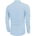 thumbnail image 2 of Men's Cotton Linen Henley Shirt Long Sleeve Hippie Casual Beach T Shirts, 2 of 5