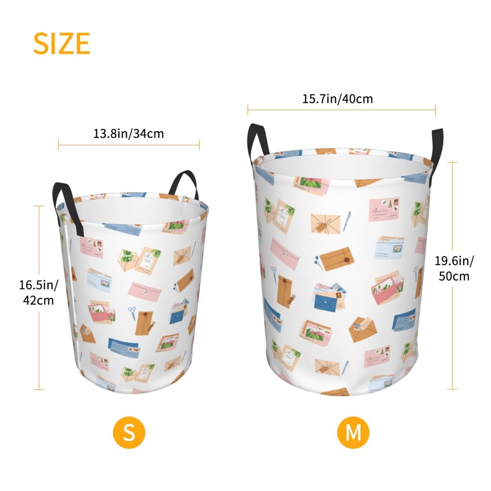 Large Laundry Basket with Handles - colors envelope Pattern Kids Baby Dirty Clothes Laundry Hamper for Bedroom Aesthetic