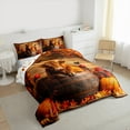 thumbnail image 2 of Manfei Brown Highland Cattle Bedding Comforter Set,Autumn Pumpkin Maples Twin Comforter Sets,Hello Fall Bedding Set For Child,Ultra Soft Home Decor Reversible,2pcs, 2 of 7