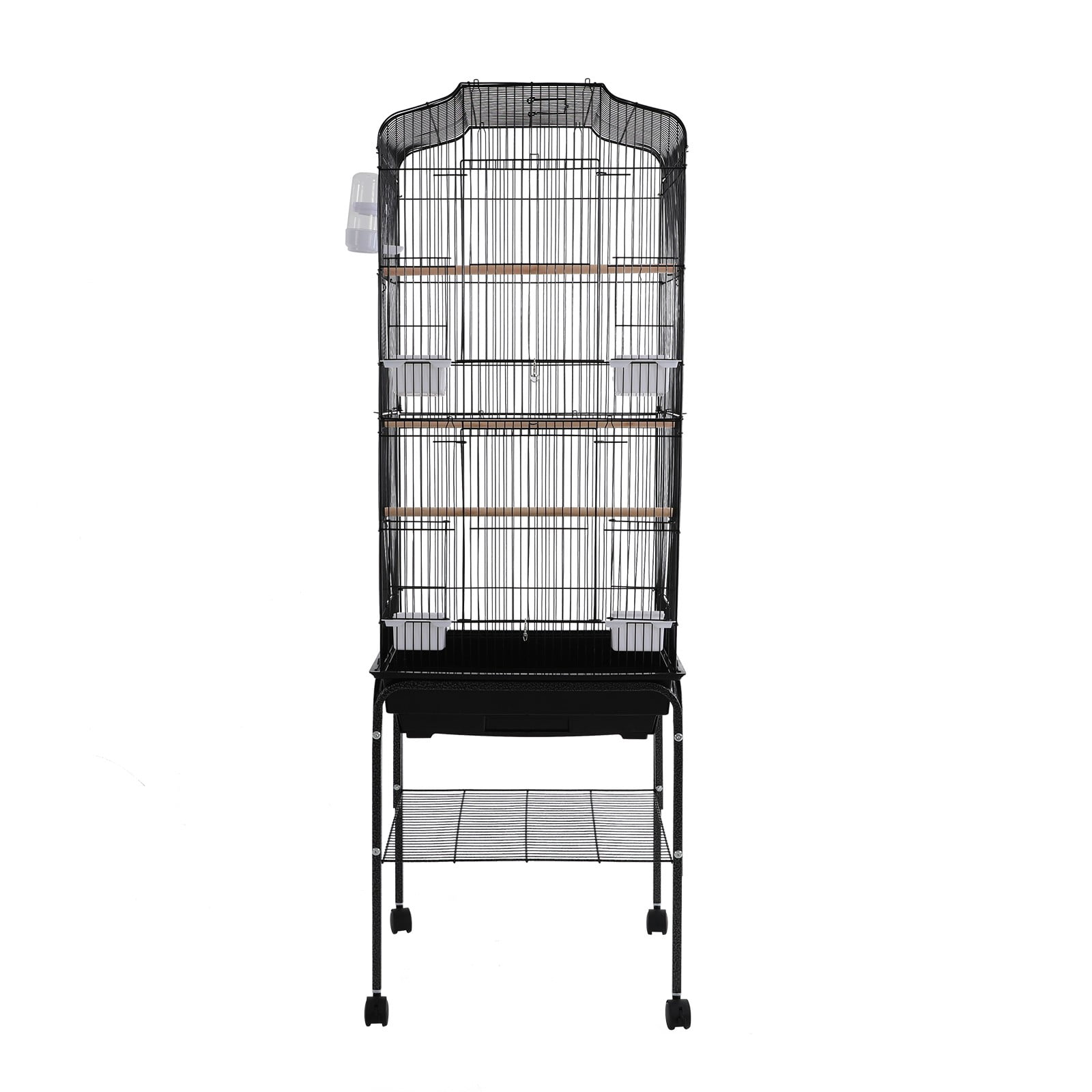 Large Birdcages, 29.5 Inch Height Black Parrot Bird Cage with Stand, Ventilation Structure & Horizontal Bars for Safe Climbing, Easy Observation Design for Small Medium Pet Birds