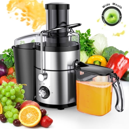 DBPOWER Juicer Machine 1300W, Juice Extractor Machine, Anti-Drip Press Centrifugal Juicer with Big Mouth 3" Feed Chute for Whole Fruit Vegetable, 3 Speeds, Easy to Clean, Stainless Steel, BPA-Free