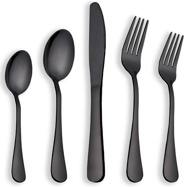 Black Silverware Set, Moxinox 20Piece Stainless Steel Flatware Cutlery