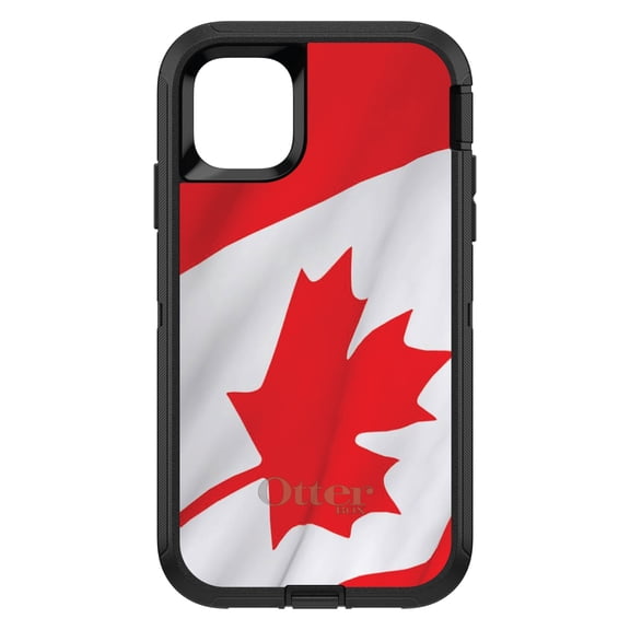 DistinctInk OtterBox Defender Custom Case for Apple iPhone 15 (6.1" Screen) - Show Your Love of Canada - Lightweight Grip